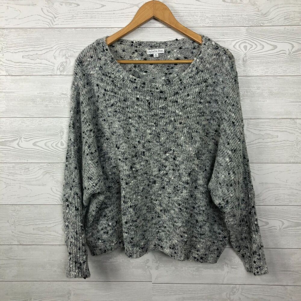 Ophelia Rose Women's 1X Pullover Sweater Dolman Sleeve Scoop Neck Gray Casual